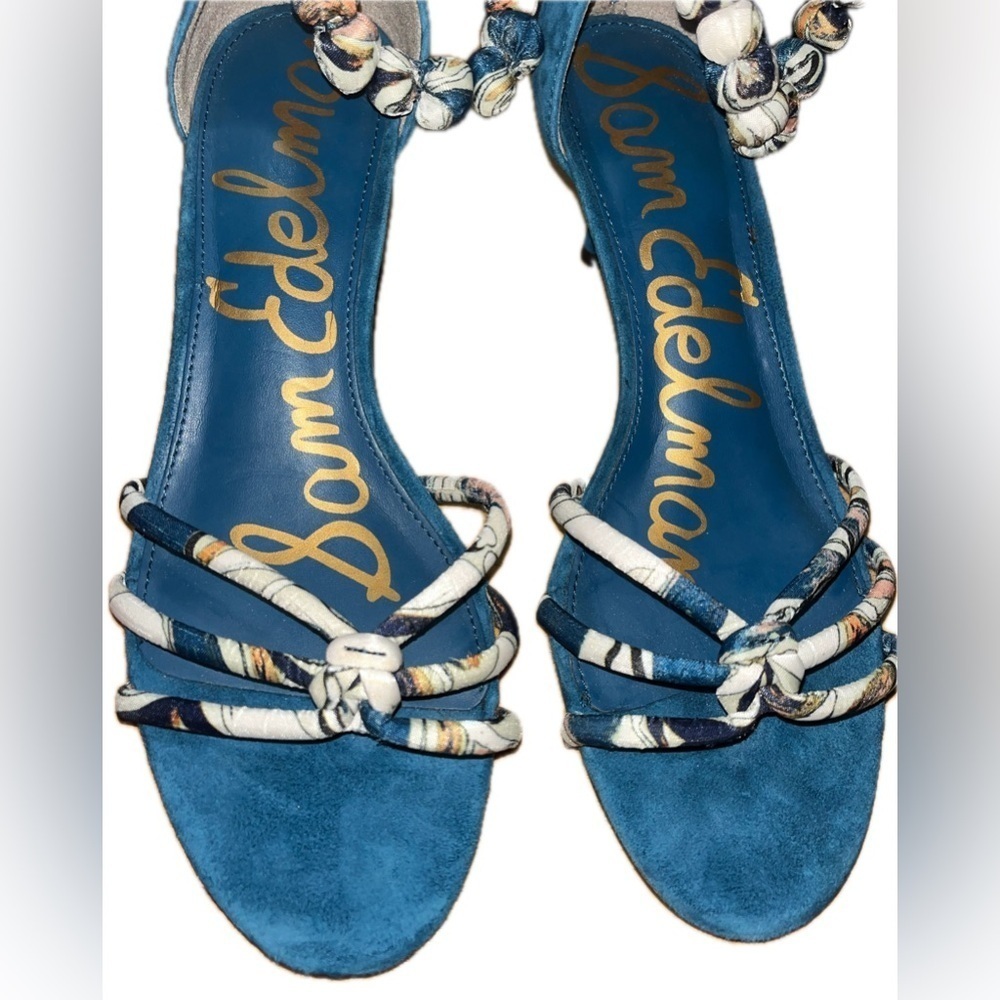 Sam Edelman Woman's Blue Jayde Kitten Heel Sandals 7.5M